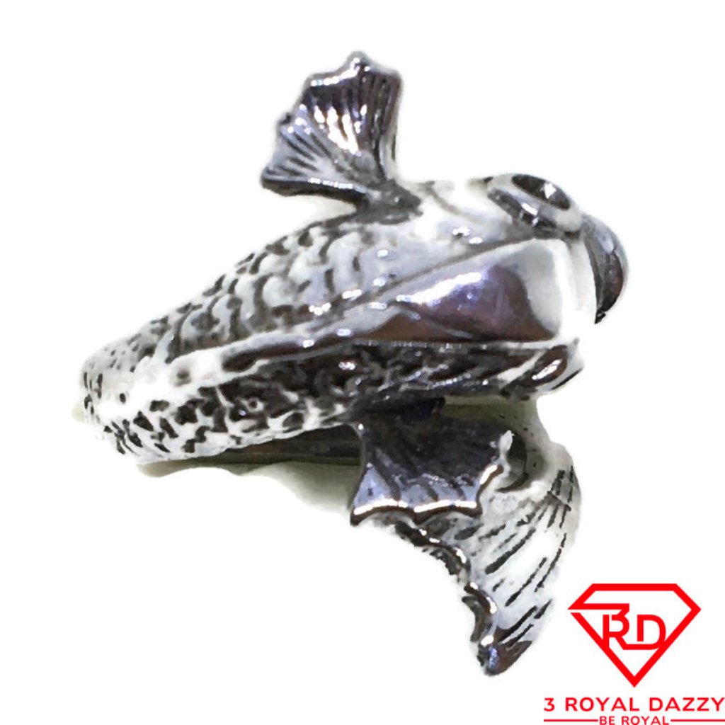 3d Koi Fish Ring 14k White Gold On Silver Size 5 56$